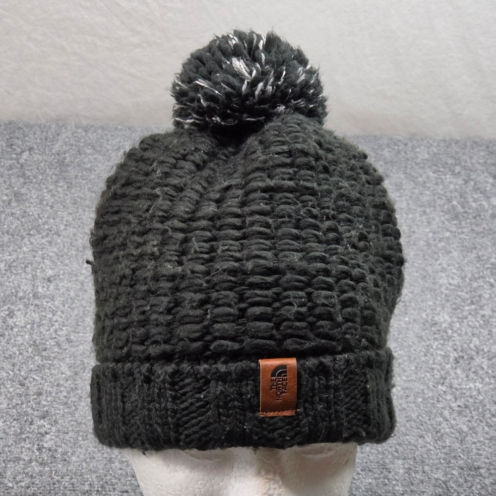 The North Face Beanie Unisex One Size Black Chunky Knit Pom Pom Winter Hat